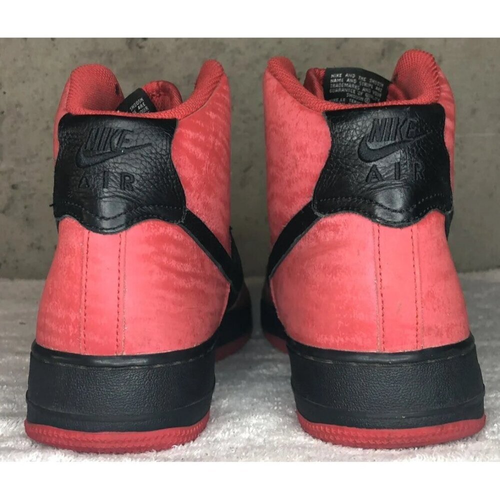 Nike By You Air Force 1 High Red Black Leather Shoes Sneakers DZ3610-900 Size 11 - Picture 7 of 10